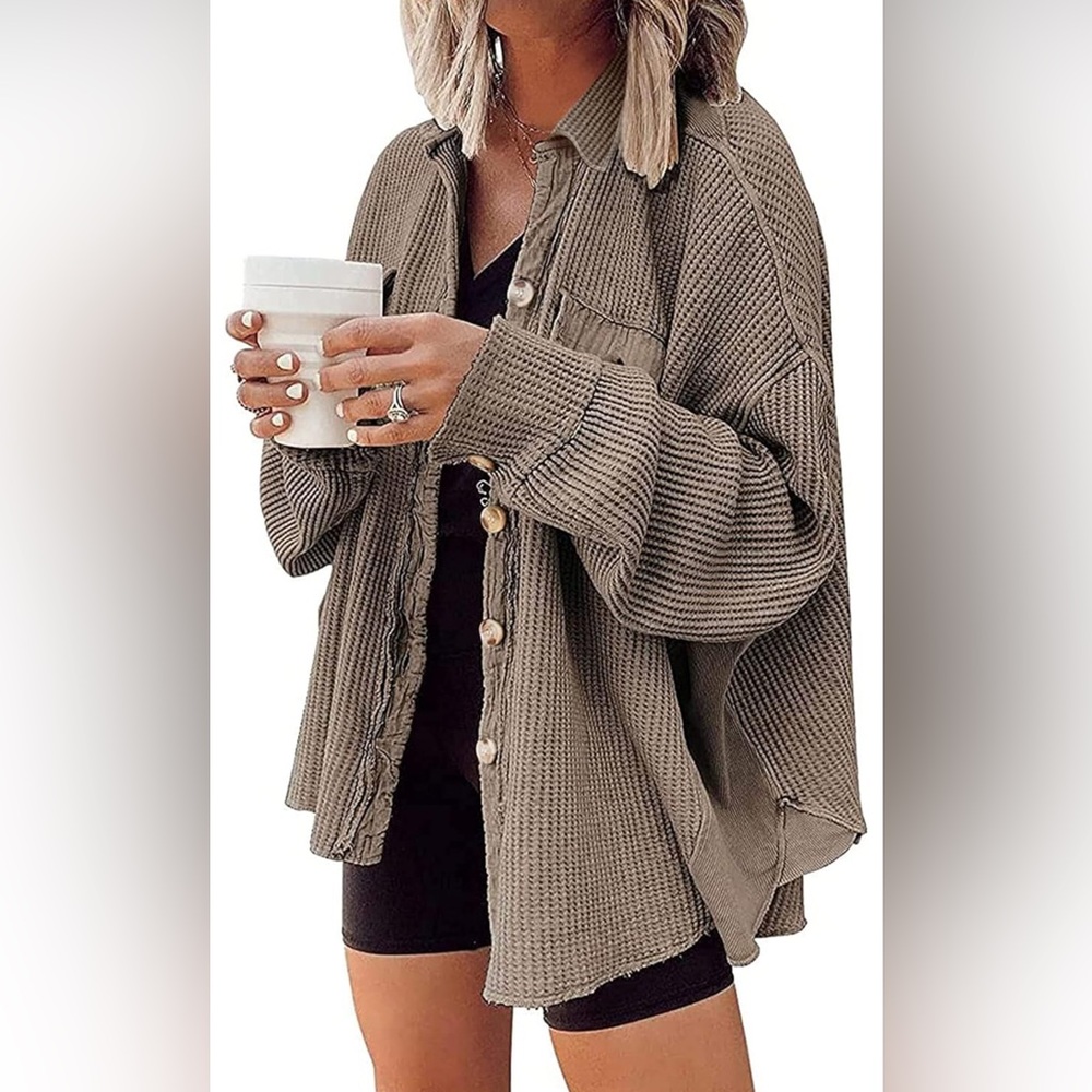 Women’s Brown Thermal Shacket